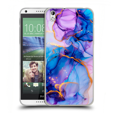 Силиконовый чехол на HTC Desire 816 с принтом синий мрамор