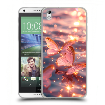 Силиконовый чехол на HTC Desire 816 с принтом бабочки розовые