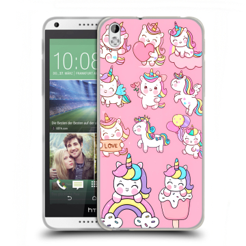 Силиконовый чехол на HTC Desire 816 с принтом Единороги и радуга