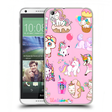 Силиконовый чехол на HTC Desire 816 с принтом розовые единороги