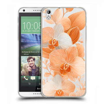 Силиконовый чехол на HTC Desire 816 с принтом Бежевые цветы