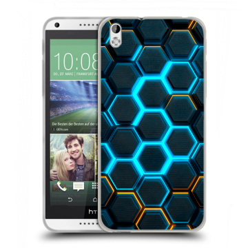 Силиконовый чехол на HTC Desire 816 с принтом Неоновые соты