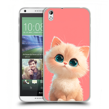 Силиконовый чехол на HTC Desire 816 с принтом Розовый котенок