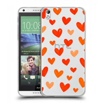 Силиконовый чехол на HTC Desire 816 с принтом Сердечки