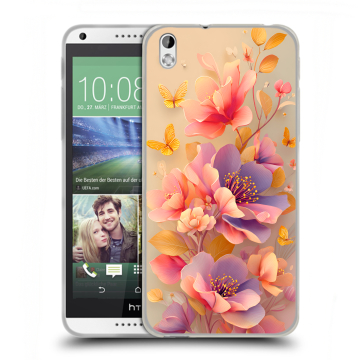 Силиконовый чехол на HTC Desire 816 с принтом Цветы и бабочки Силиконовый чехол на HTC Desire 816 с принтом Цветы и бабочки