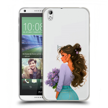 Силиконовый чехол на HTC Desire 816 с принтом девушка цветы Силиконовый чехол на HTC Desire 816 с принтом девушка цветы