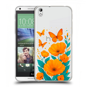 Силиконовый чехол на HTC Desire 816 с принтом цветы бабочки Силиконовый чехол на HTC Desire 816 с принтом цветы бабочки