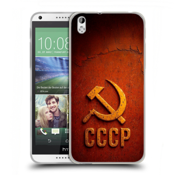 Силиконовый чехол на HTC Desire 816 с принтом Флаг Герб СССР
