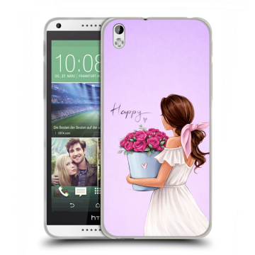 Силиконовый чехол на HTC Desire 816 с принтом женский