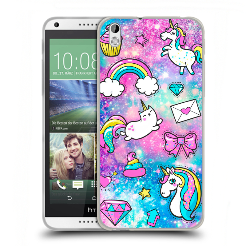 Пластиковый чехол на HTC Desire 816 с принтом Единороги Пластиковый чехол на HTC Desire 816 с принтом Единороги