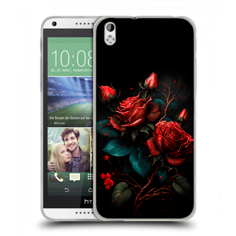 Силиконовый чехол на HTC Desire 816 с принтом Розы красные Силиконовый чехол на HTC Desire 816 с принтом Розы красные