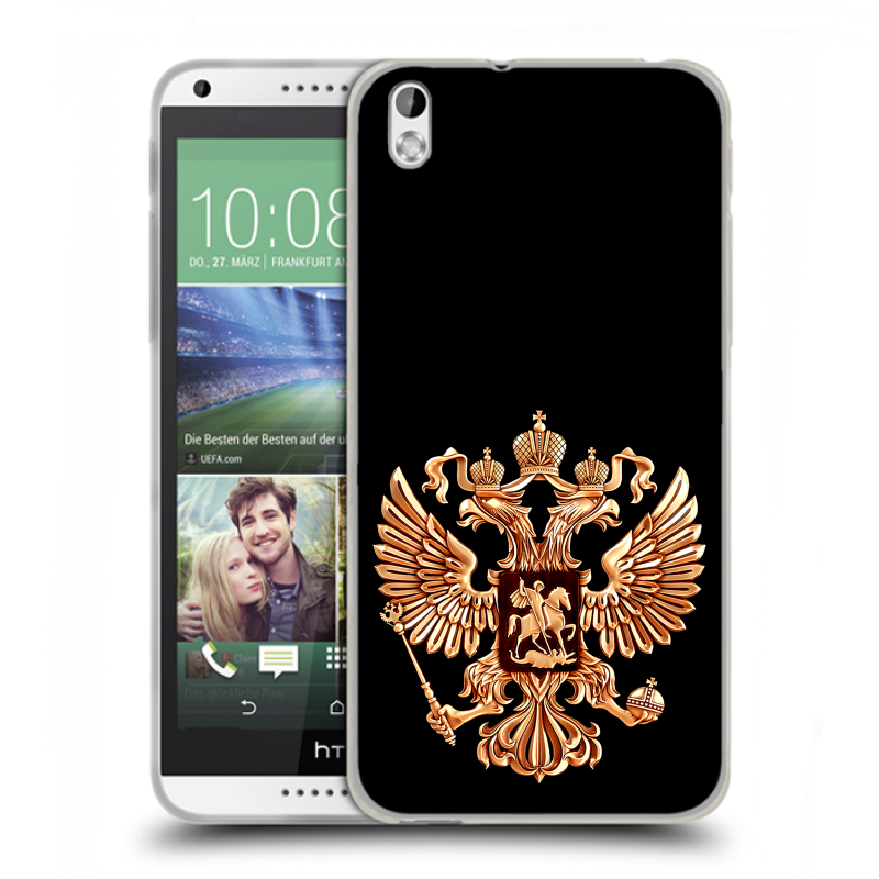 Пластиковый чехол на HTC Desire 816 с принтом Герб России золотой Пластиковый чехол на HTC Desire 816 с принтом Герб России золотой