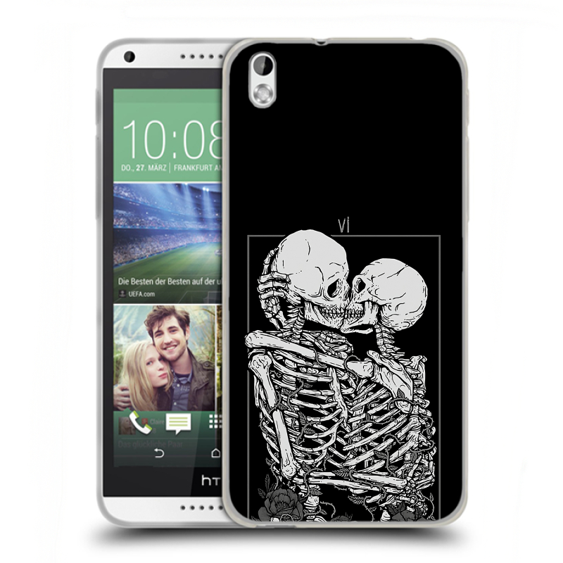 Силиконовый чехол на HTC Desire 816 с принтом Поцелуй скелетов Силиконовый чехол на HTC Desire 816 с принтом Поцелуй скелетов