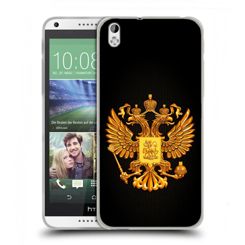 Пластиковый чехол на HTC Desire 816 с принтом Герб России желтый Пластиковый чехол на HTC Desire 816 с принтом Герб России желтый