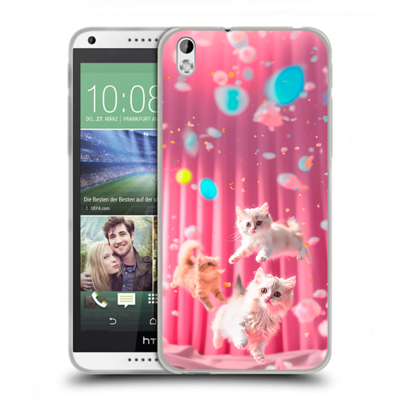 Силиконовый чехол на HTC Desire 816 с принтом милые котики Силиконовый чехол на HTC Desire 816 с принтом милые котики