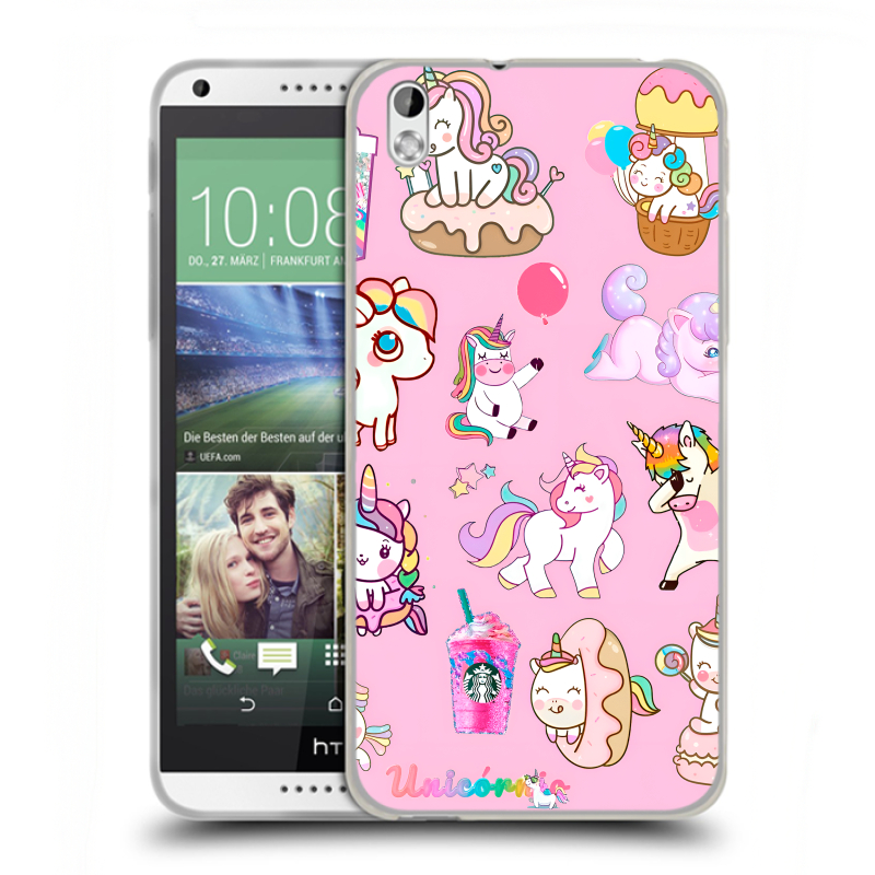Пластиковый чехол на HTC Desire 816 с принтом розовые единороги Пластиковый чехол на HTC Desire 816 с принтом розовые единороги