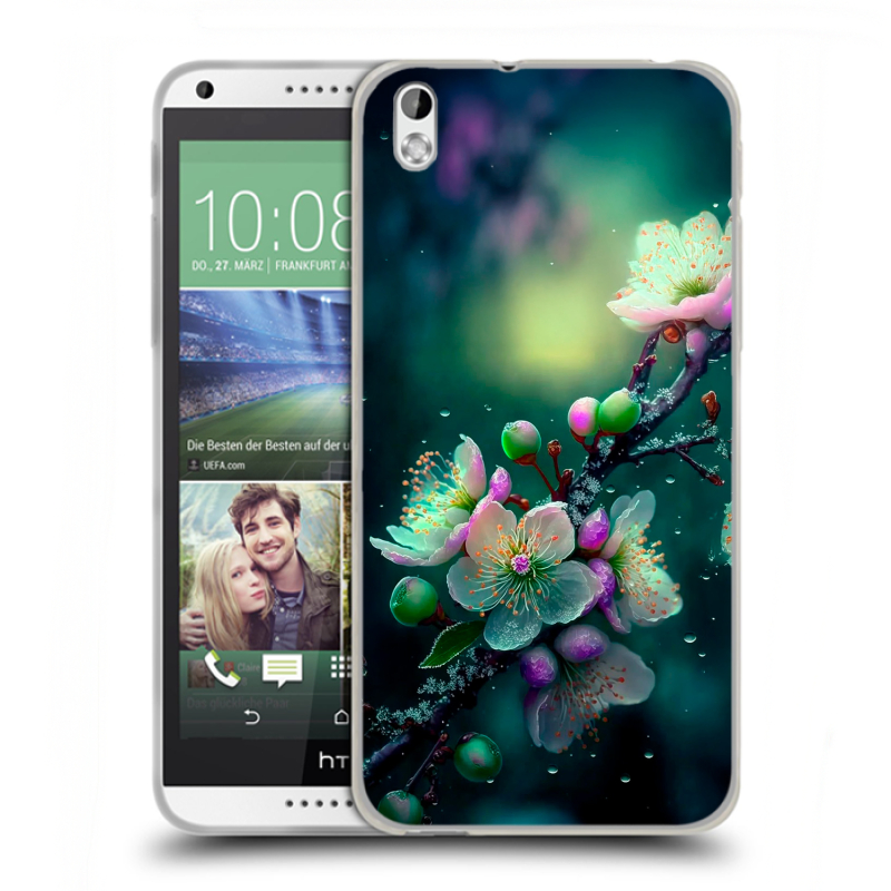Силиконовый чехол на HTC Desire 816 с принтом Цветы и мрамор Силиконовый чехол на HTC Desire 816 с принтом Цветы и мрамор