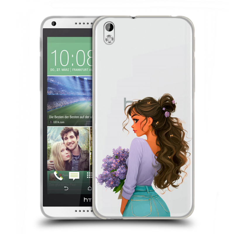 Силиконовый чехол на HTC Desire 816 с принтом девушка цветы Силиконовый чехол на HTC Desire 816 с принтом девушка цветы
