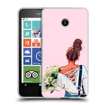 Пластиковый чехол на Nokia Lumia 630/635 с принтом Девушка и букет Пластиковый чехол на Nokia Lumia 630/635 с принтом Девушка и букет
