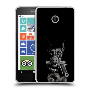 Пластиковый чехол на Nokia Lumia 630/635 с принтом Доберман и пистолет