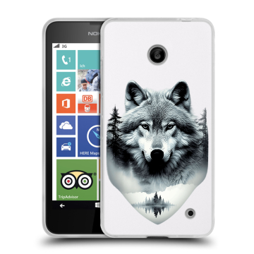 Пластиковый чехол на Nokia Lumia 630/635 с принтом Волк в лесу