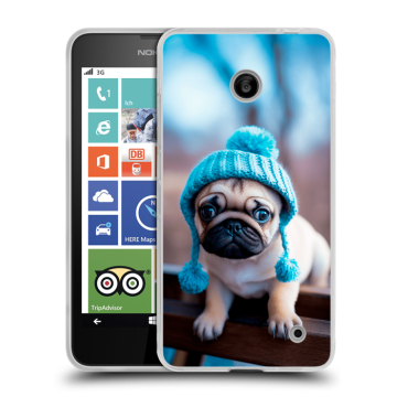Пластиковый чехол на Nokia Lumia 630/635 с принтом Мопс в шапке Пластиковый чехол на Nokia Lumia 630/635 с принтом Мопс в шапке