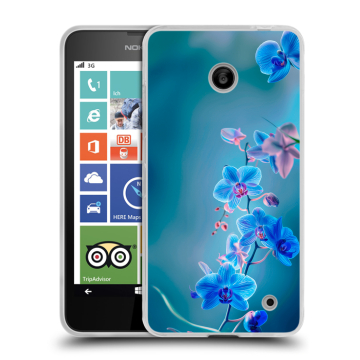 Пластиковый чехол на Nokia Lumia 630/635 с принтом Голубые цветы Пластиковый чехол на Nokia Lumia 630/635 с принтом Голубые цветы