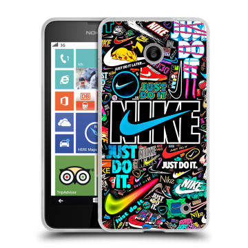 Пластиковый чехол на Nokia Lumia 630/635 с принтом найк nike черный