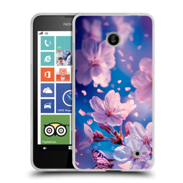 Пластиковый чехол на Nokia Lumia 630/635 с принтом цветы бабочки Пластиковый чехол на Nokia Lumia 630/635 с принтом цветы бабочки