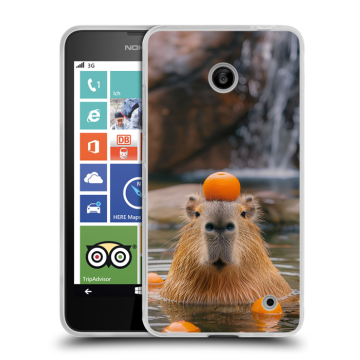 Пластиковый чехол на Nokia Lumia 630/635 с принтом Капибара с апельсином