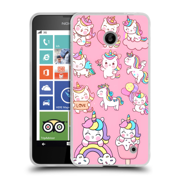 Пластиковый чехол на Nokia Lumia 630/635 с принтом Единороги и радуга