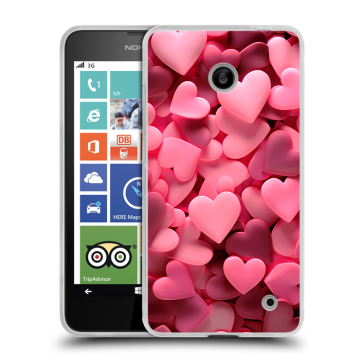 Пластиковый чехол на Nokia Lumia 630/635 с принтом розовые сердечки Пластиковый чехол на Nokia Lumia 630/635 с принтом розовые сердечки