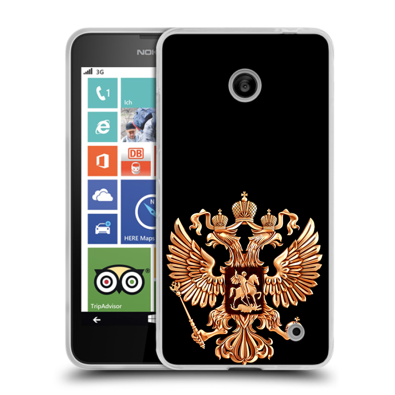 Пластиковый чехол на Nokia Lumia 630/635 с принтом Герб России золотой Пластиковый чехол на Nokia Lumia 630/635 с принтом Герб России золотой
