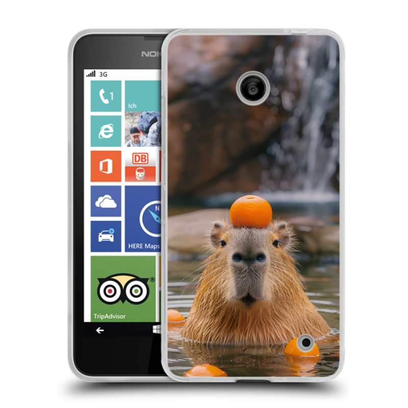 Пластиковый чехол на Nokia Lumia 630/635 с принтом Капибара с апельсином Пластиковый чехол на Nokia Lumia 630/635 с принтом Капибара с апельсином