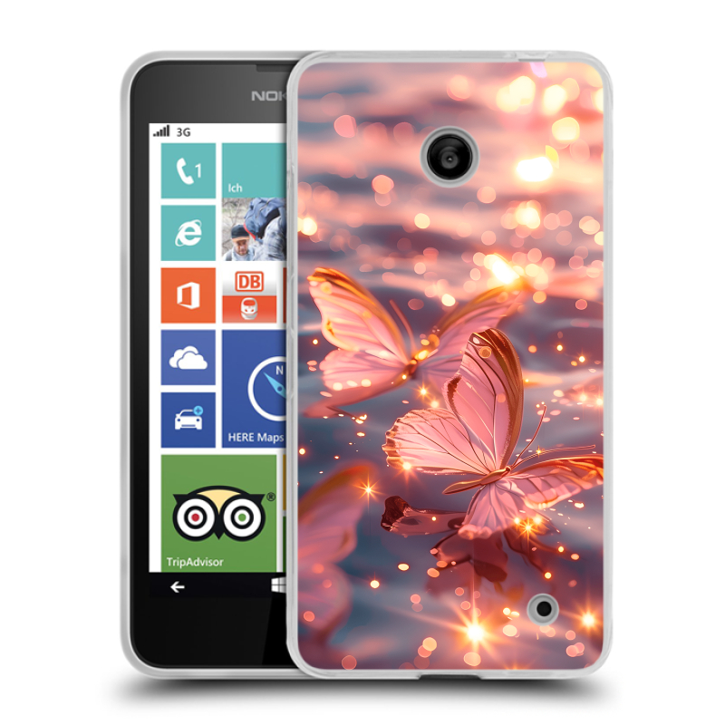 Пластиковый чехол на Nokia Lumia 630/635 с принтом бабочки розовые Пластиковый чехол на Nokia Lumia 630/635 с принтом бабочки розовые