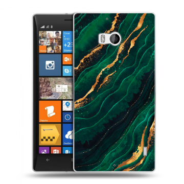 Силиконовый чехол на Nokia Lumia 930 с принтом Мрамор зеленое золото Силиконовый чехол на Nokia Lumia 930 с принтом Мрамор зеленое золото