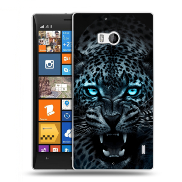 Силиконовый чехол на Nokia Lumia 930 с принтом Темный леопард Силиконовый чехол на Nokia Lumia 930 с принтом Темный леопард
