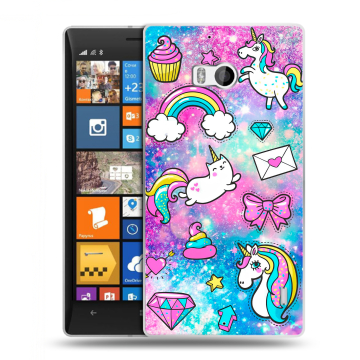 Силиконовый чехол на Nokia Lumia 930 с принтом Единороги