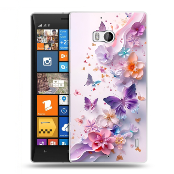 Силиконовый чехол на Nokia Lumia 930 с принтом цветы бабочки