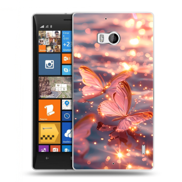 Силиконовый чехол на Nokia Lumia 930 с принтом бабочки розовые Силиконовый чехол на Nokia Lumia 930 с принтом бабочки розовые