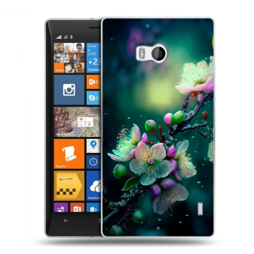 Силиконовый чехол на Nokia Lumia 930 с принтом Цветы и мрамор