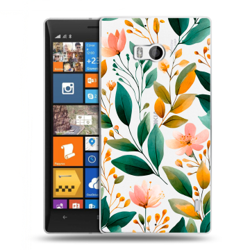 Силиконовый чехол на Nokia Lumia 930 с принтом Цветы паттерн Силиконовый чехол на Nokia Lumia 930 с принтом Цветы паттерн