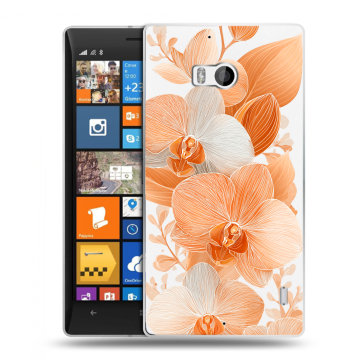 Силиконовый чехол на Nokia Lumia 930 с принтом Бежевые цветы Силиконовый чехол на Nokia Lumia 930 с принтом Бежевые цветы