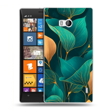 Силиконовый чехол на Nokia Lumia 930 с принтом Листья и золото Силиконовый чехол на Nokia Lumia 930 с принтом Листья и золото
