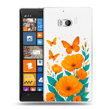 Силиконовый чехол на Nokia Lumia 930 с принтом цветы бабочки Силиконовый чехол на Nokia Lumia 930 с принтом цветы бабочки