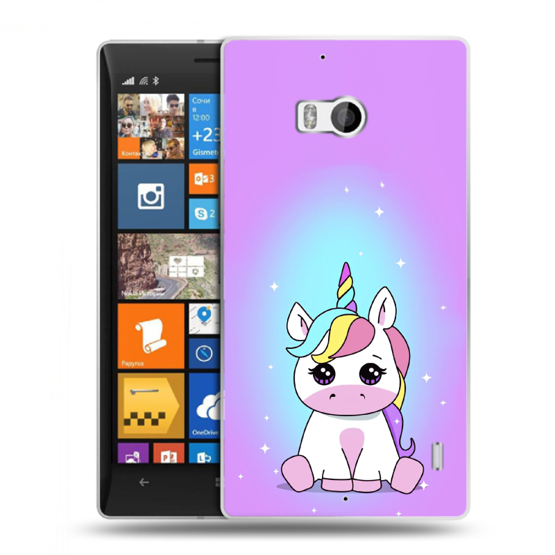 Силиконовый чехол на Nokia Lumia 930 с принтом Единорог Силиконовый чехол на Nokia Lumia 930 с принтом Единорог