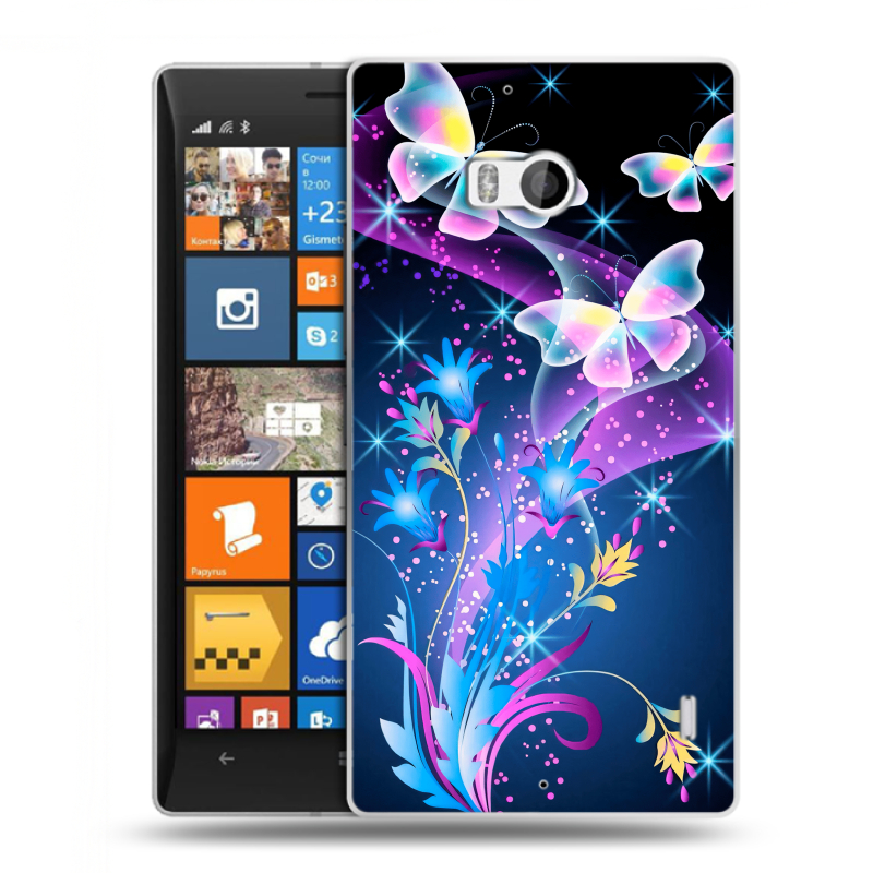 Силиконовый чехол на Nokia Lumia 930 с принтом Бабочки Силиконовый чехол на Nokia Lumia 930 с принтом Бабочки