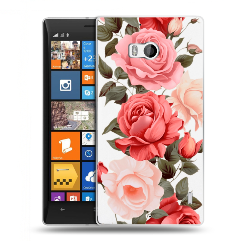 Силиконовый чехол на Nokia Lumia 930 с принтом Розы Силиконовый чехол на Nokia Lumia 930 с принтом Розы