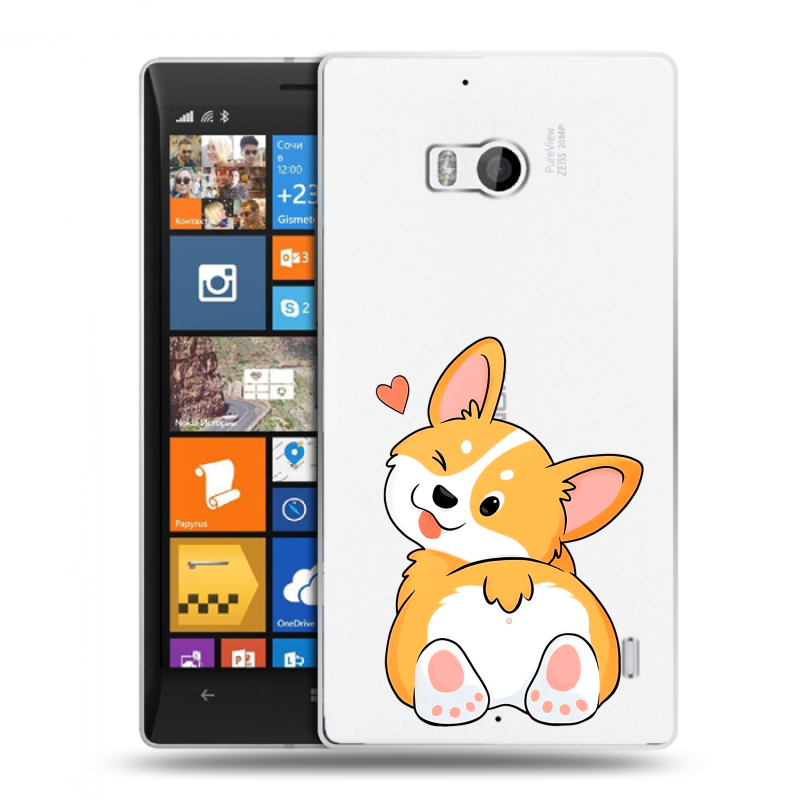 Силиконовый чехол на Nokia Lumia 930 с принтом Корги Силиконовый чехол на Nokia Lumia 930 с принтом Корги