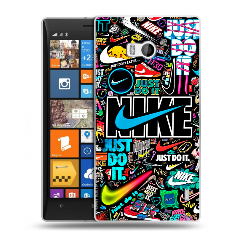 Пластиковый чехол на Nokia Lumia 930 с принтом найк nike черный Пластиковый чехол на Nokia Lumia 930 с принтом найк nike черный
